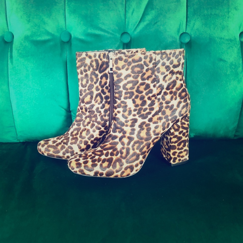 Charles David Leopard Print Ankle Boots - Brown/Tan/Black